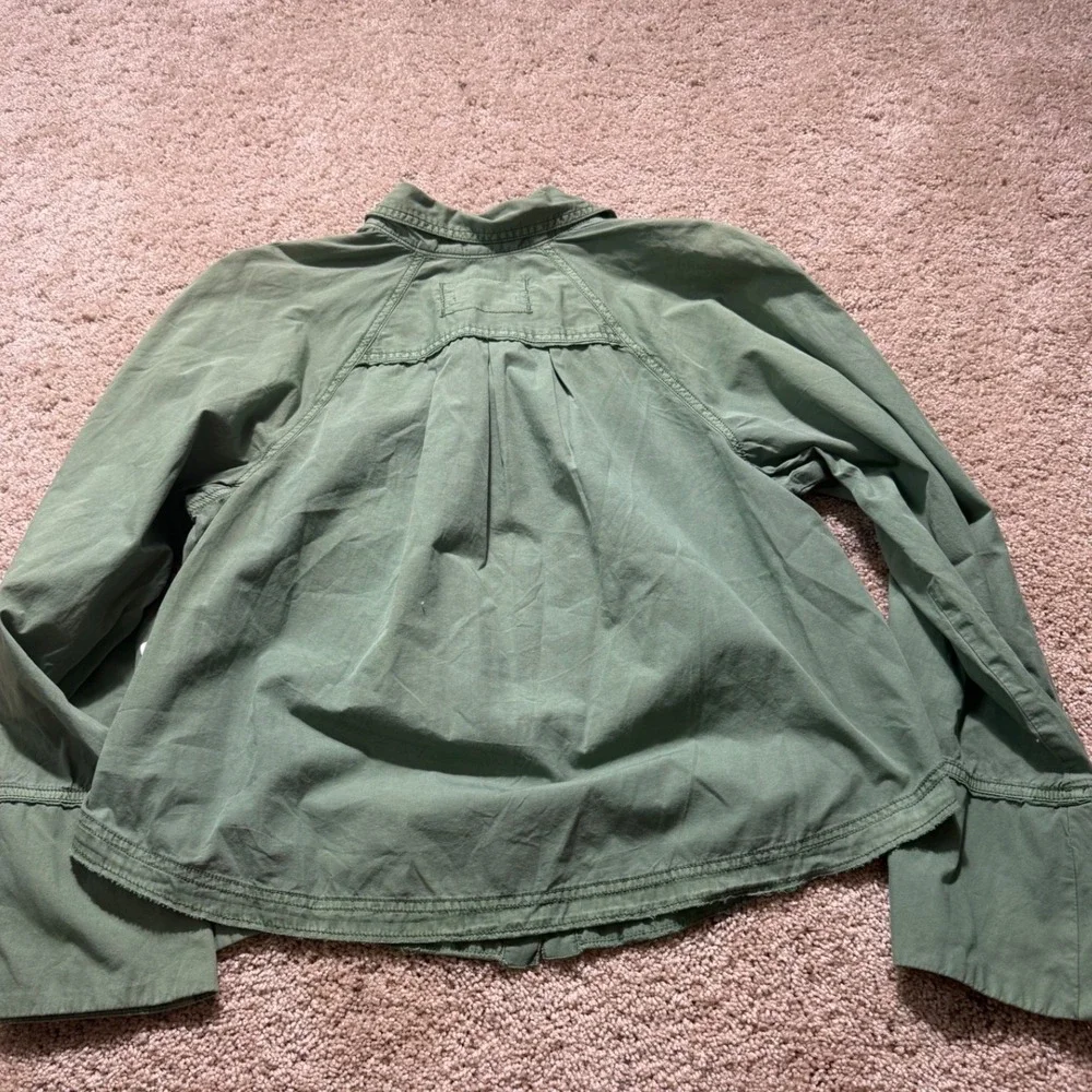 NWT We The‎ Free Free People C Back To It Button Down Shirt Olive Green Size L L